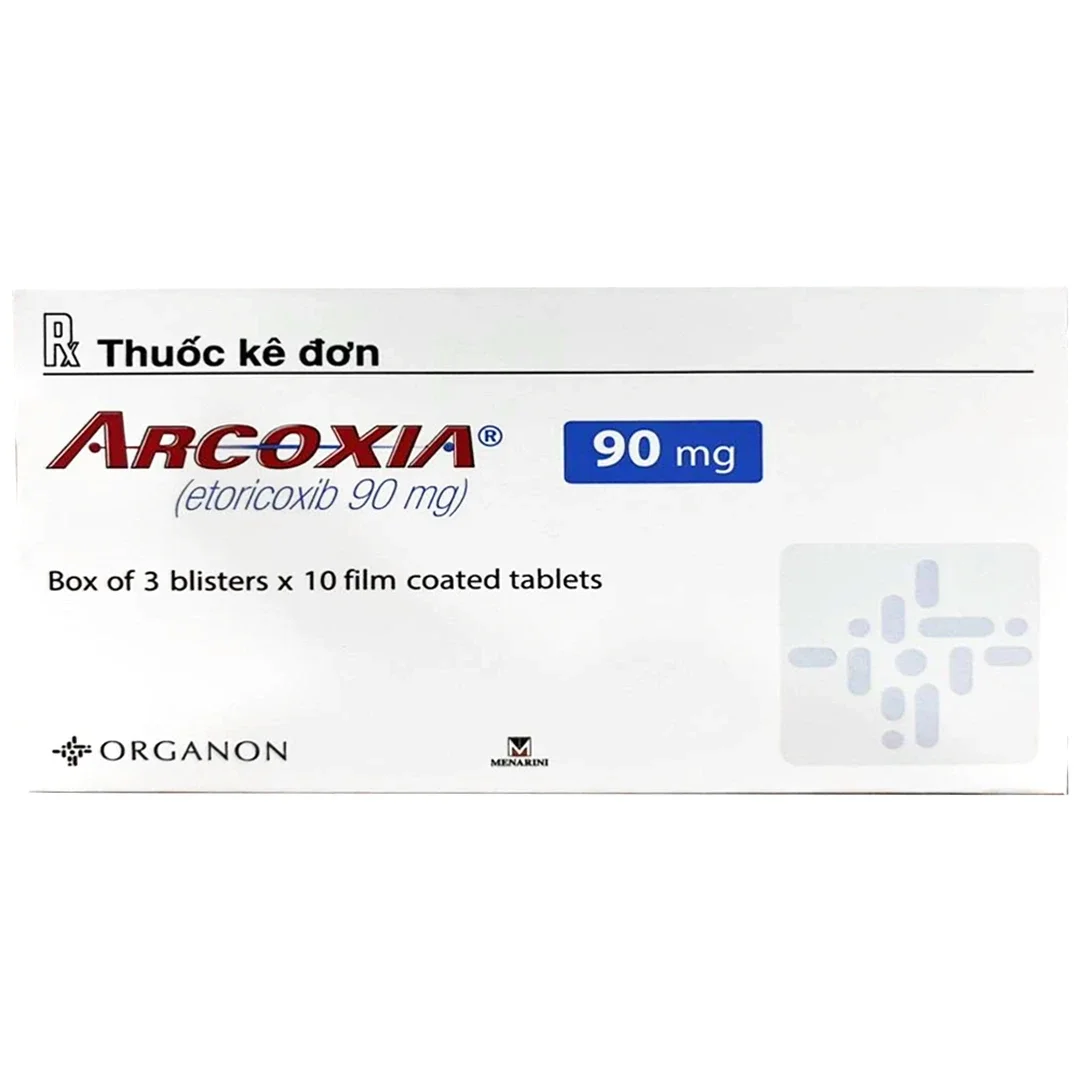 Thuốc Arcoxia 90mg Organon điều trị cấp tính và mãn tính triệu chứng viêm xương khớp (3 vỉ x 10 viên)
